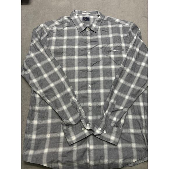 Good Man Brand Shirt Mens XL Gray White Plaid Button Down Long Sleeve Casual - Picture 1 of 8